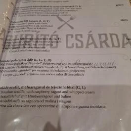 Gurító Csárda, Barcs - Étlap/itallap