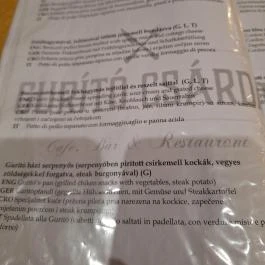Gurító Csárda, Barcs - Étlap/itallap