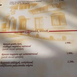 Györgyey Kastély Étterem & Panzió Tápiógyörgye - Étlap/itallap