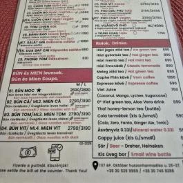 Hai Nam Pho Bistro, Budapest - Étlap/itallap