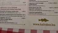 Halra Bor Étterem Rakamaz - Étlap/itallap