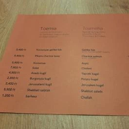 Hanna Kóser Étterem Budapest - Étlap/itallap