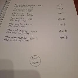 Hanoi Étterem Budapest - Étlap/itallap