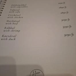 Hanoi Étterem Budapest - Étlap/itallap