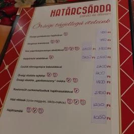 Határcsárda Panzió és Étterem Bajánsenye - Étlap/itallap