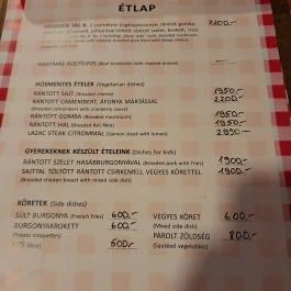 Hegedűs Vendéglő, Alcsútdoboz - Étlap/itallap