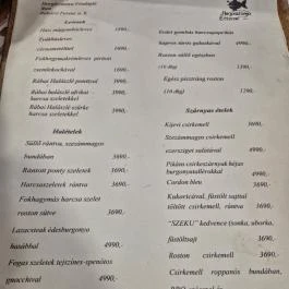 Horgásztanya Vendéglő , Rum - Étlap/itallap