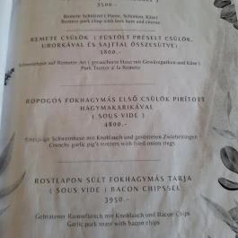 Hórvölgyi Remete Étterem, Cserépfalu - Étlap/itallap