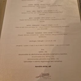 Hosszú Tányér gourmet-ház Hosszúhetény - Étlap/itallap