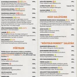 Hummusbar - Bartók Béla út Budapest - Étlap/itallap