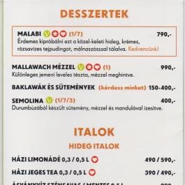 Hummusbar - Bartók Béla út Budapest - Étlap/itallap