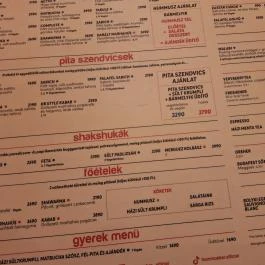 Hummusbar - Bartók Béla út Budapest - Étlap/itallap