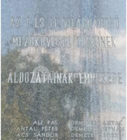 I. és II. világháború áldozatainak emlékműve