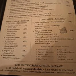 Jaromír a Templomhoz Budapest - Étlap/itallap