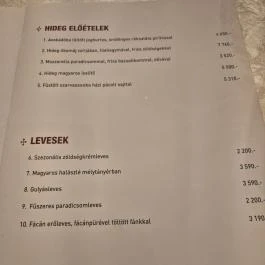 Kacsa Vendéglő, Budapest - Étlap/itallap