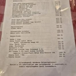 Kádár Étkezde Budapest - Étlap/itallap