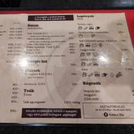 Kalács Bár Budapest - Étlap/itallap
