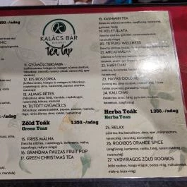Kalács Bár Budapest - Étlap/itallap