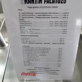 Kantin Falatozó Budaörs - Étlap/itallap