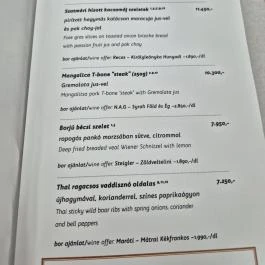 A Kert Bisztro, Budapest - Étlap/itallap