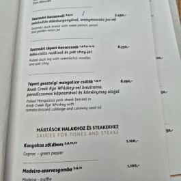 A Kert Bisztro, Budapest - Étlap/itallap