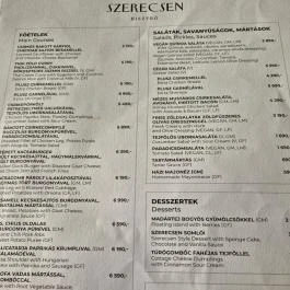 Két Szerecsen Kávéház & Bisztró Budapest - Étlap/itallap