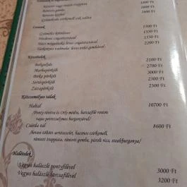 Kisvadász Vendéglő Boconád - Étlap/itallap