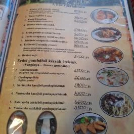 Kőbérc Étterem, Bózsva - Étlap/itallap