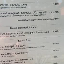 Kőkút Kert Vendéglő, Kékkút - Étlap/itallap