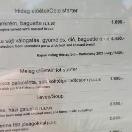 Kőkút Kert Vendéglő, Kékkút - Étlap/itallap