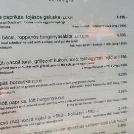 Kőkút Kert Vendéglő, Kékkút - Étlap/itallap