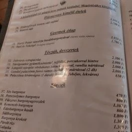 Kondorosi Csárda , Kondoros - Étlap/itallap