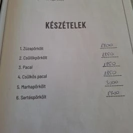 Korona Vendéglő Battonya - Étlap/itallap