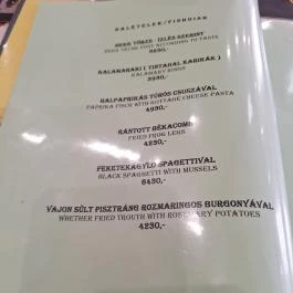 Kristály Étterem Törökszentmiklós - Étlap/itallap