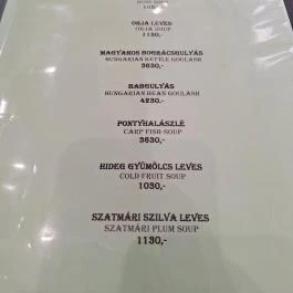 Kristály Étterem Törökszentmiklós - Étlap/itallap