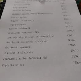 Kulacs vendéglő, Zebegény - Étlap/itallap