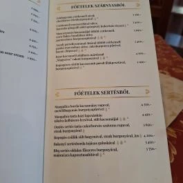 Magyaros Étterem Hajdúnánás - Étlap/itallap