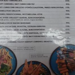 Malom Étterem, Baja - Étlap/itallap