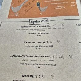 Malom & Kacsa - Bisztró, Kávézó & Rendezvényház, Tata - Étlap/itallap