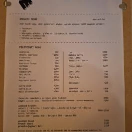 Manzart Kult Bistro, Budapest - Étlap/itallap