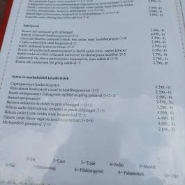 Márkói Csárda, Márkó - Étlap/itallap