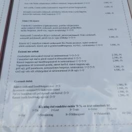 Márkói Csárda, Márkó - Étlap/itallap