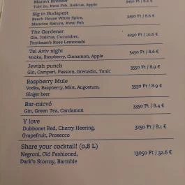 Mazel Tov Budapest - Étlap/itallap