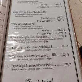 Mekong Restaurant Budapest - Étlap/itallap