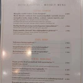 Menza Étterem & Kávézó Budapest - Étlap/itallap