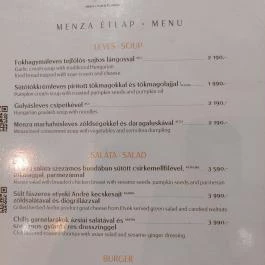 Menza Étterem & Kávézó Budapest - Étlap/itallap