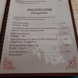 Messzilátó Csárda, Botykapeterd - Étlap/itallap