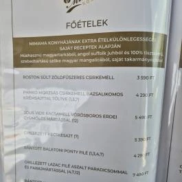 Mimama Konyhája Budapest - Étlap/itallap