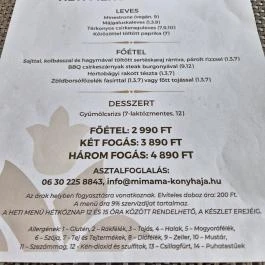 Mimama Konyhája Budapest - Étlap/itallap