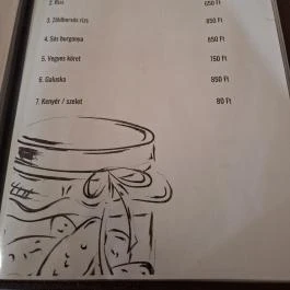 Moni Vendéglő, Fülesd - Étlap/itallap